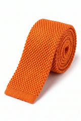 Orange strikket polyesterslips til mænd