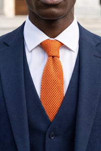 Orange strikket polyesterslips til mænd