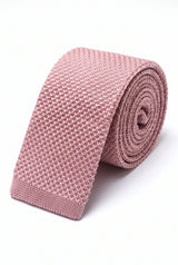 Herres lyserødt strikket slips