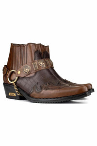 Mens Real Leather Cowboy Boots with Cuban Heel