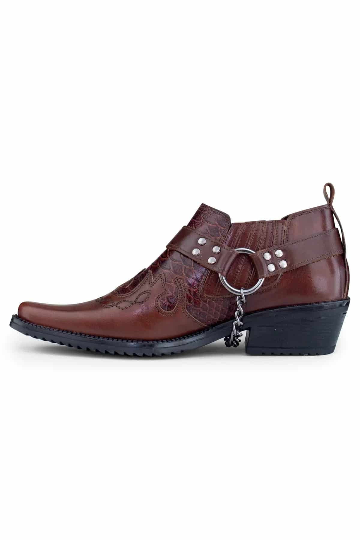 Mens Real Leather Riding Shoes with Chain