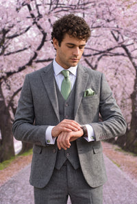 Herresæt med salviegrønt slips