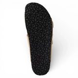 Herre sandbeige slip-on lædersandaler med fodseng