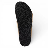 Herre sandbeige slip-on lædersandaler med fodseng