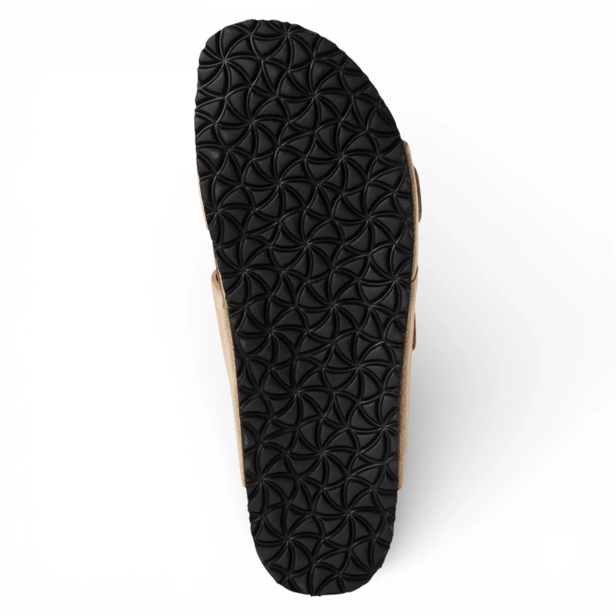 Herre sandbeige slip-on lædersandaler med fodseng