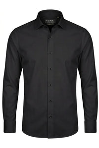 Herre Slim Fit Langærmet Skjorte med Knapper - Sort