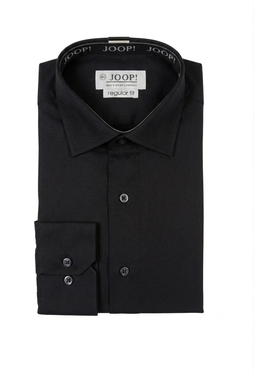 Herre Slim Fit Langærmet Skjorte med Knapper - Sort