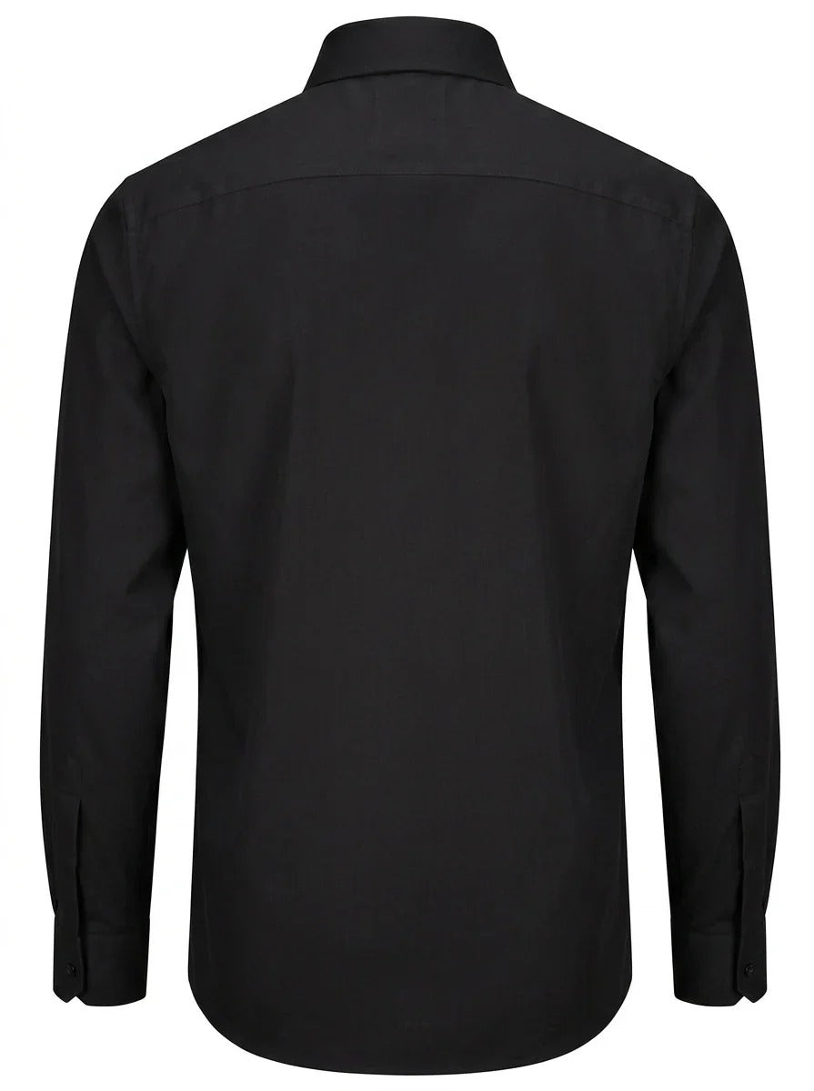 Herre Slim Fit Langærmet Skjorte med Knapper - Sort