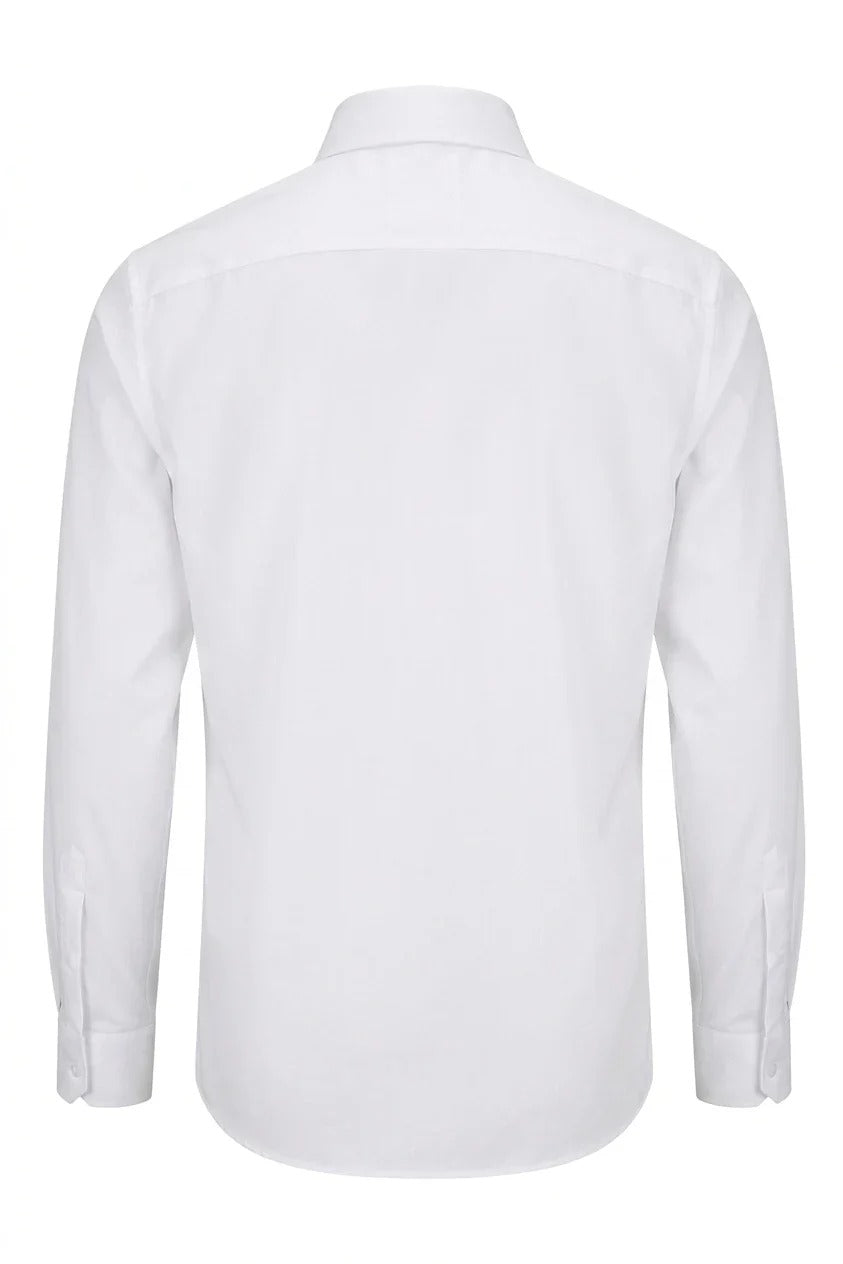 Herre Slim Fit Langærmet Skjorte med Knapper - Hvid