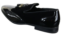 Patron 239-10 Mens Slip On Tassel Driving Shoes Shiny Black Patent Leather PU Suede Loafers