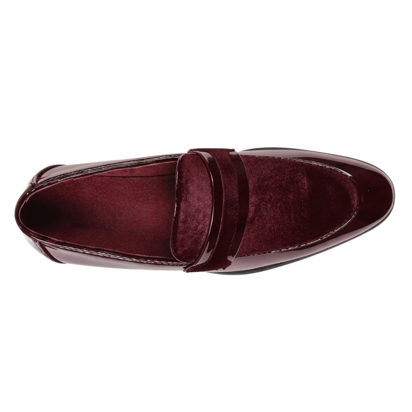 Herreslip-on loafers med vegansk læder og fløjlsdetaljer i patentmateriale