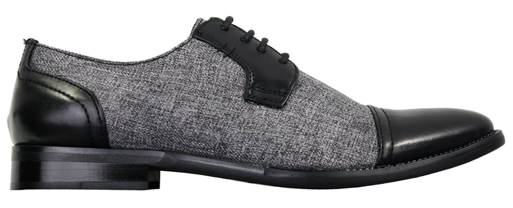 Mens Smart Casual Laced Tweed & Leather Laced Shoes Vintage Retro