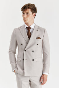 Herre Stone Birdseye dobbeltradet blazer
