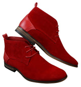 Mens Suede Desert Ankle Red Grey Brown Blue Boots Shoes Smart Casual Leather Laced