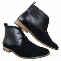 Mens Suede Leather Black Laced Chelsea Dealer Ankle Boots Smart Casual Formal