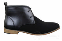 Mens Suede Leather Black Laced Chelsea Dealer Ankle Boots Smart Casual Formal