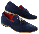 Mens Suede Leather PU Slip On Driving Shoes Loafers Tassel Red Grey Blue Brown Black