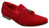 Mens Suede Leather PU Slip On Driving Shoes Loafers Tassel Red Grey Blue Brown Black