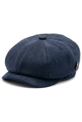 Herrers ruskinds vintage 8-panel klassisk Gatsby Baker Boy hat - Marineblå