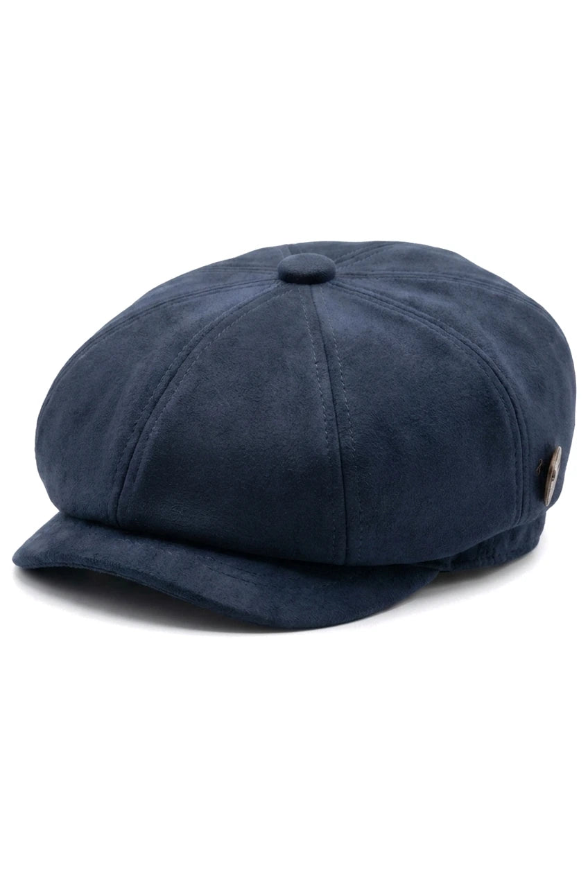 Herrers ruskinds vintage 8-panel klassisk Gatsby Baker Boy hat - Marineblå