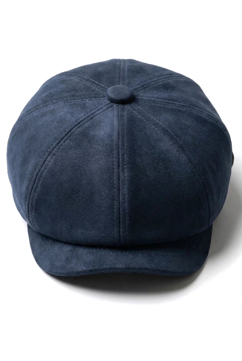 Herrers ruskinds vintage 8-panel klassisk Gatsby Baker Boy hat - Marineblå