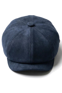 Herrers ruskinds vintage 8-panel klassisk Gatsby Baker Boy hat - Marineblå