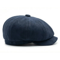 Herrers ruskinds vintage 8-panel klassisk Gatsby Baker Boy hat - Marineblå