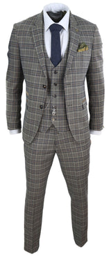 Mens Grey Сheckered 3 Piece Suit