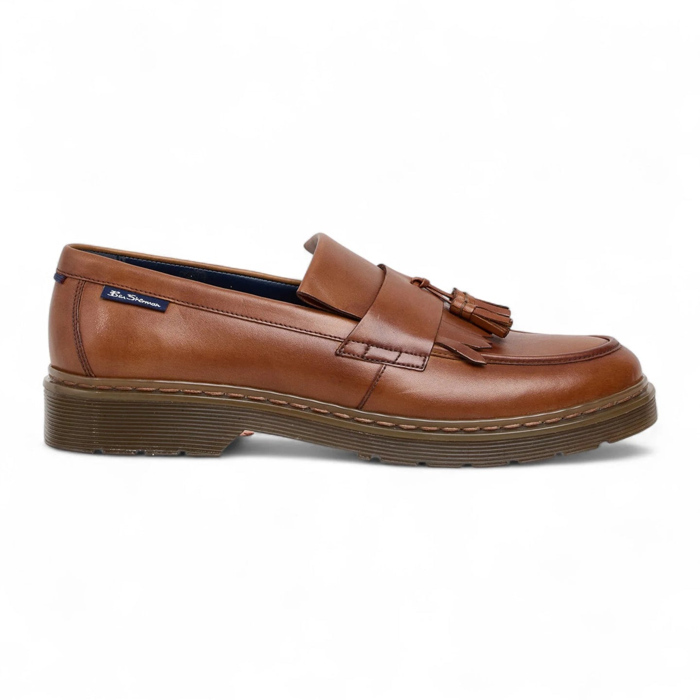 Herrebrune læderloafers med chunky sål og kvaster