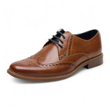 Herresko med Wingtip-detaljer i læder og brogue-design