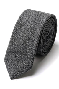 Herre Slips og Lommetørklædesæt - Grå Tweed STZ23, One Size
