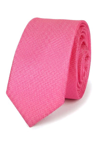 Herreslips med lomme, firkantet sæt, formelt, ensfarvet slips - fuchsia