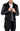 Mens Tweed Cashmere Wool Overcoat with Real Leather Sleeves Black - B213