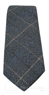 Mens Tweed Herringbone Textured Marc Darcy Ties Classic Vintage Retro Scott Blue