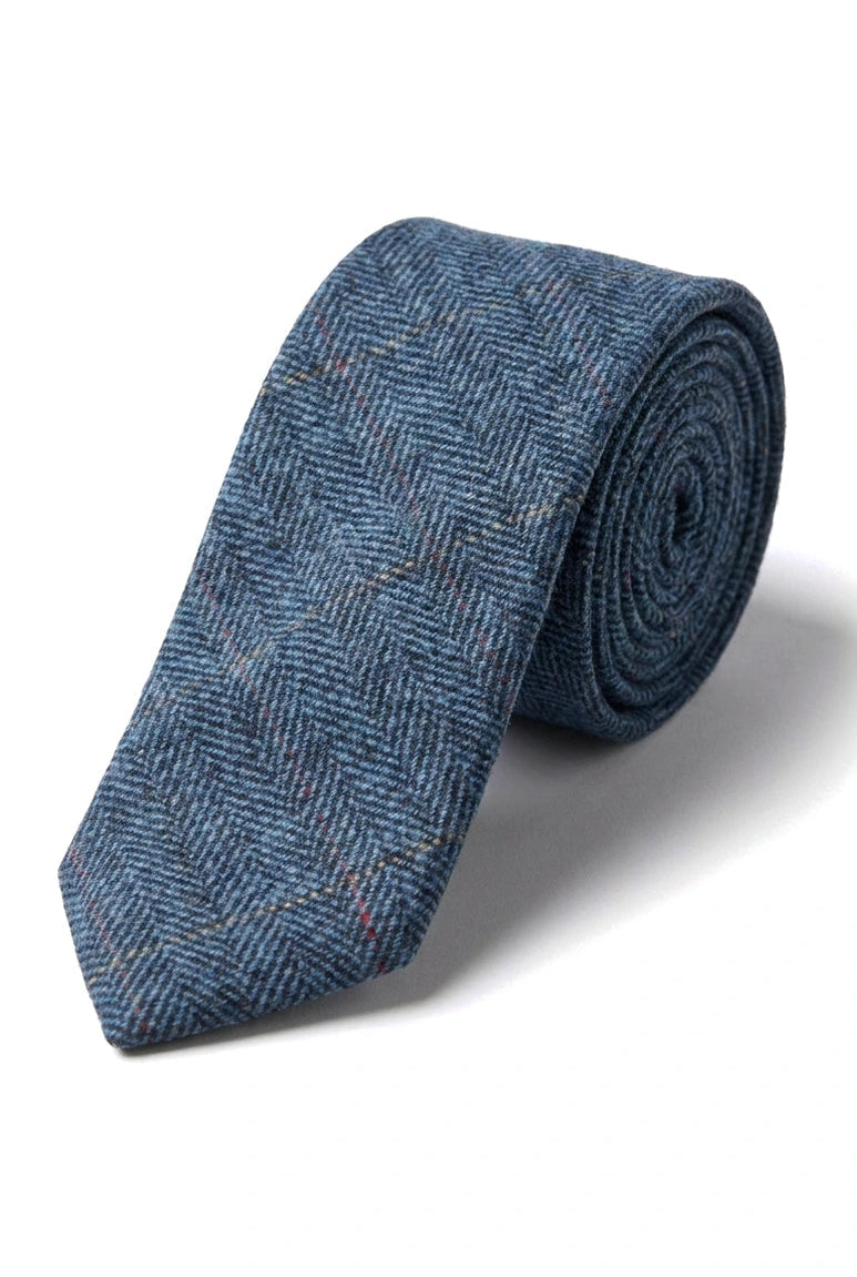 Herreslips i tweed med sildebensmønster og tekstur fra Marc Darcy, klassisk vintage og retro, Deon
