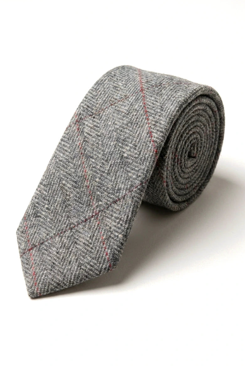 Herreslips i tweed med sildebensmønster og tekstur fra Marc Darcy, klassisk vintage og retro, Deon