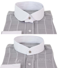 Mens Vintage Check Pattern Shirt with Removable Collar