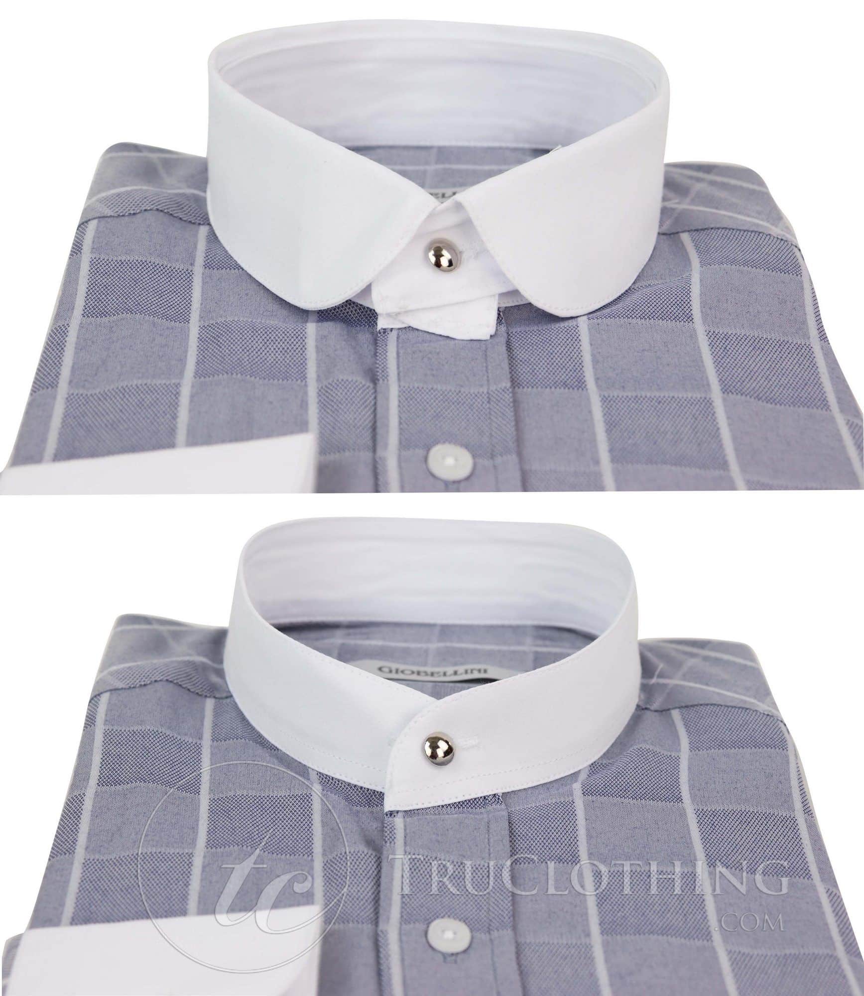 Mens Vintage Check Pattern Shirt with Removable Collar
