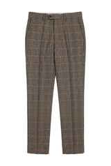 Dx-7 - Herre Tweed Ternet Bukser Sildebensmønster Tan Brun Regular