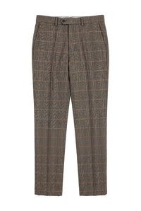 Dx-7 - Herre Tweed Ternet Bukser Sildebensmønster Tan Brun Regular