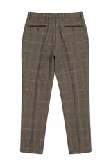 Dx-7 - Herre Tweed Ternet Bukser Sildebensmønster Tan Brun Regular