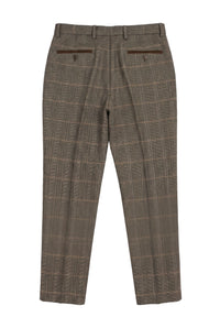 Dx-7 - Herre Tweed Ternet Bukser Sildebensmønster Tan Brun Regular