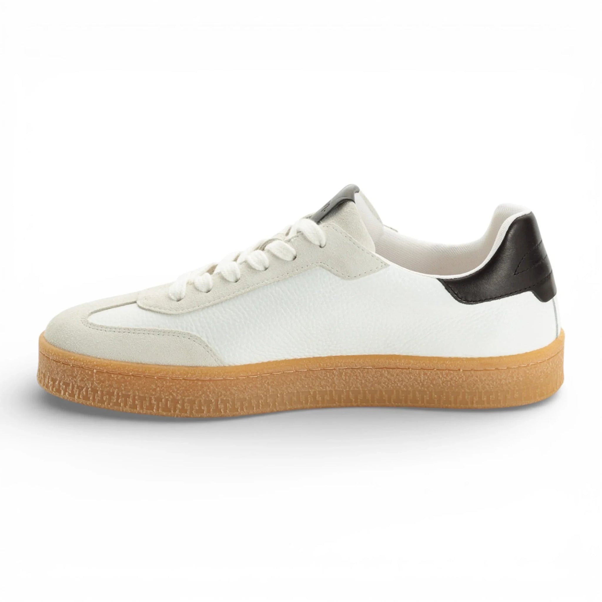 Herresneakers i hvid læder med sorte striber