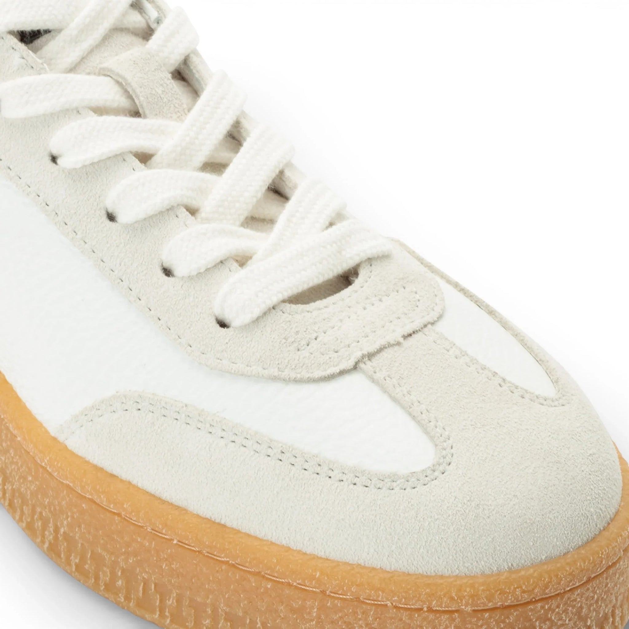Herresneakers i hvid læder med sorte striber