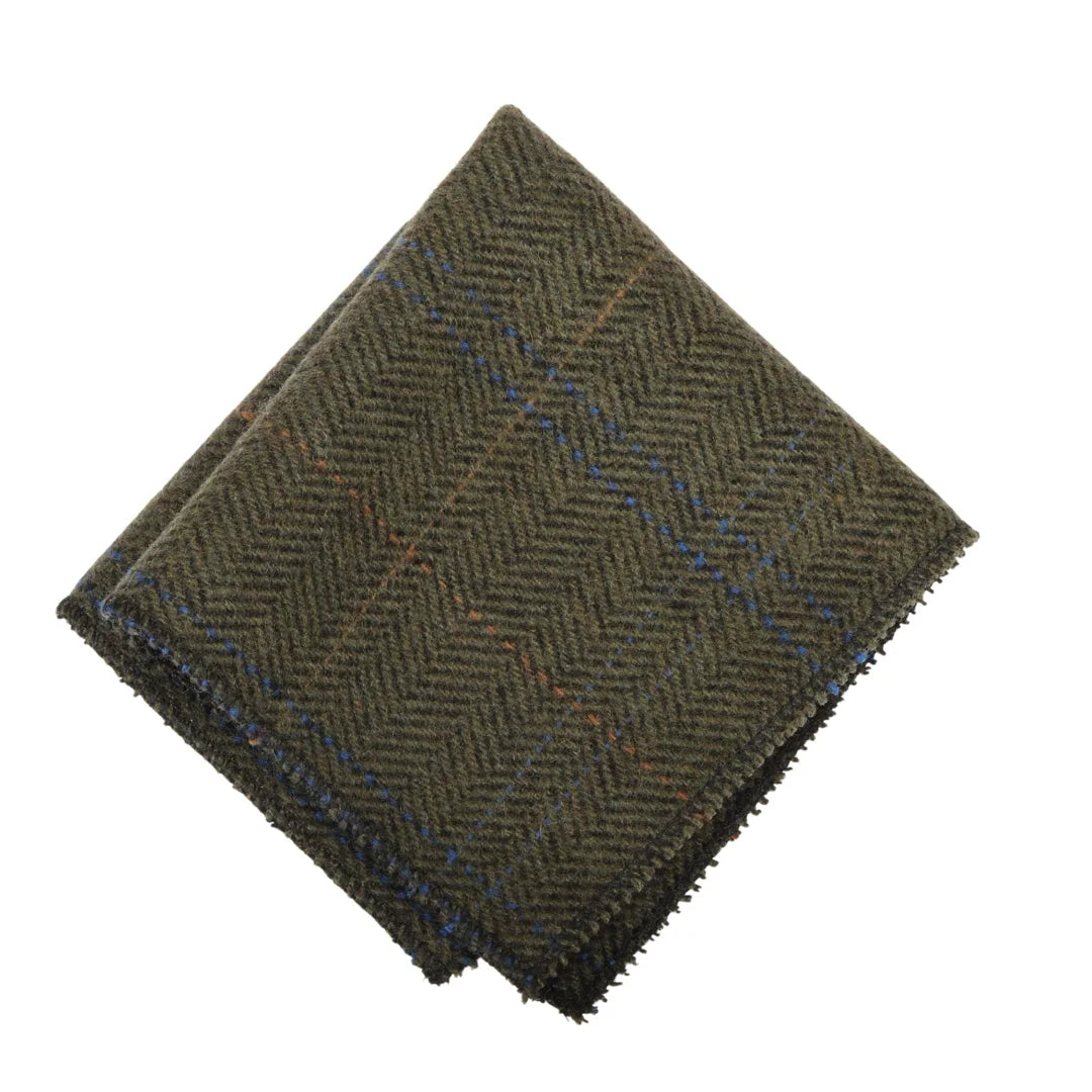 Herreslips i uldblanding med sildebensmønster og ternet tweed - Olivengrøn