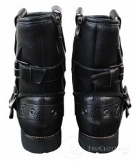 Mens Zip Punk Rock Goth Emo Ankle Boots Brown Black Leather Buckle