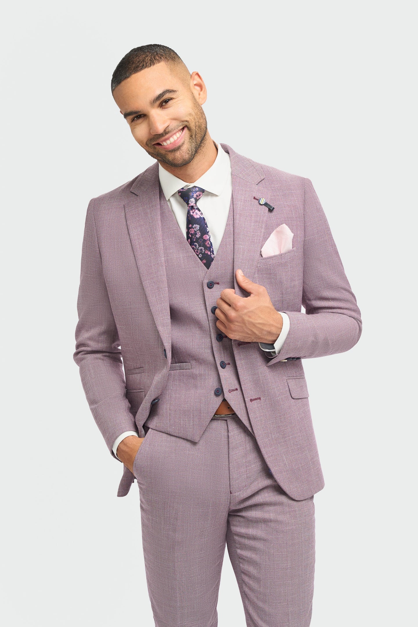 Miami - Herre lyserød slim fit sommerblazer