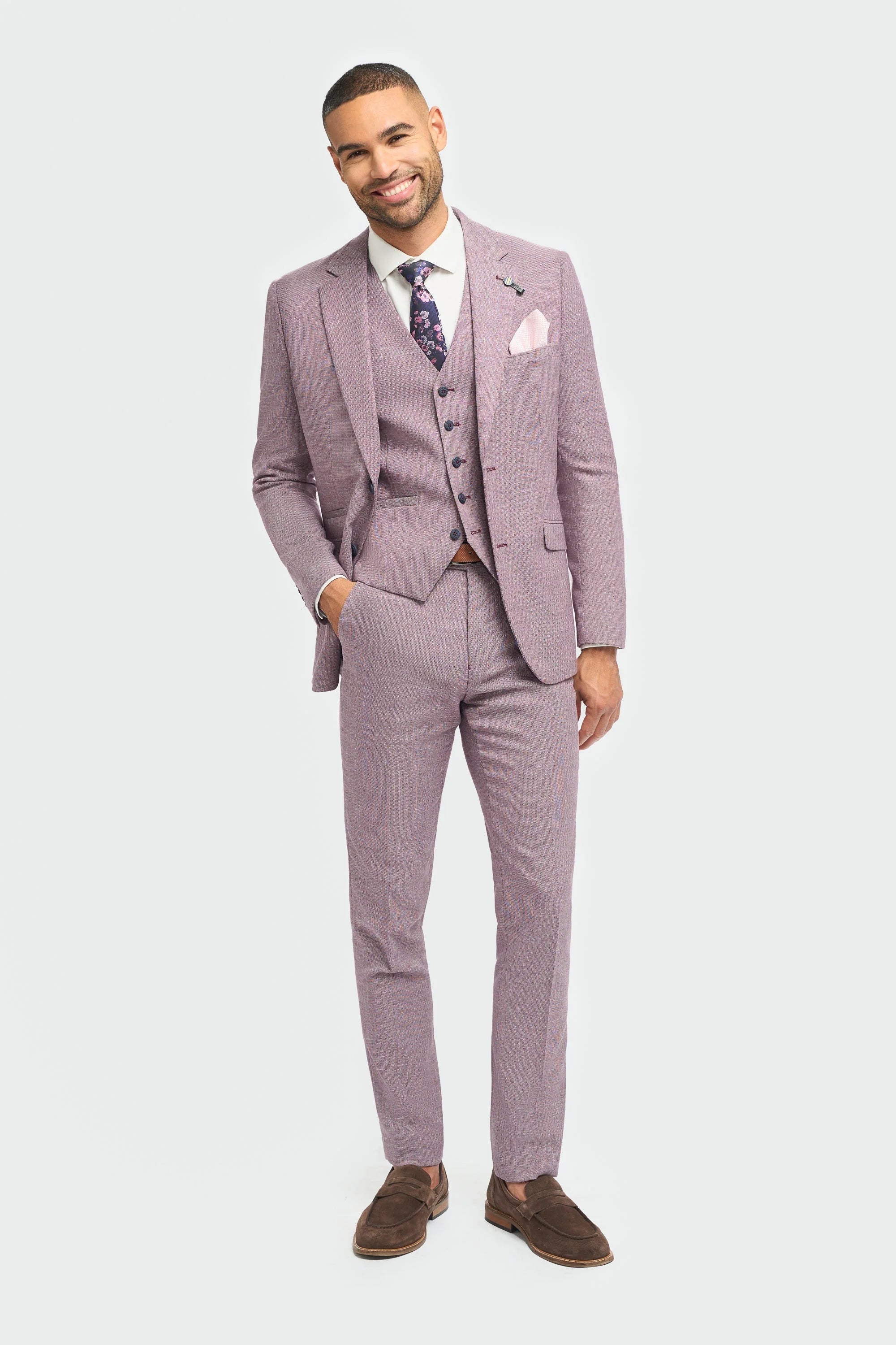 Miami - Herre lyserød slim fit sommerblazer