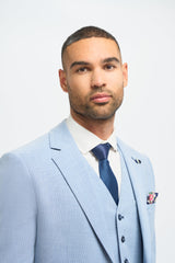 Herre 3-delt jakkesæt Lyseblåt Sommerlinned Skræddersyet Pasform Bryllupsgal Klassisk