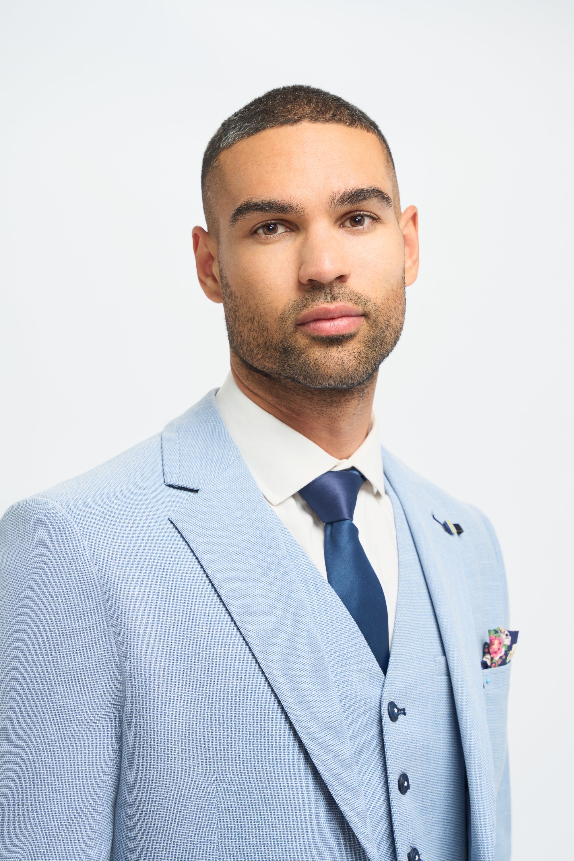 Herre 3-delt jakkesæt Lyseblåt Sommerlinned Skræddersyet Pasform Bryllupsgal Klassisk